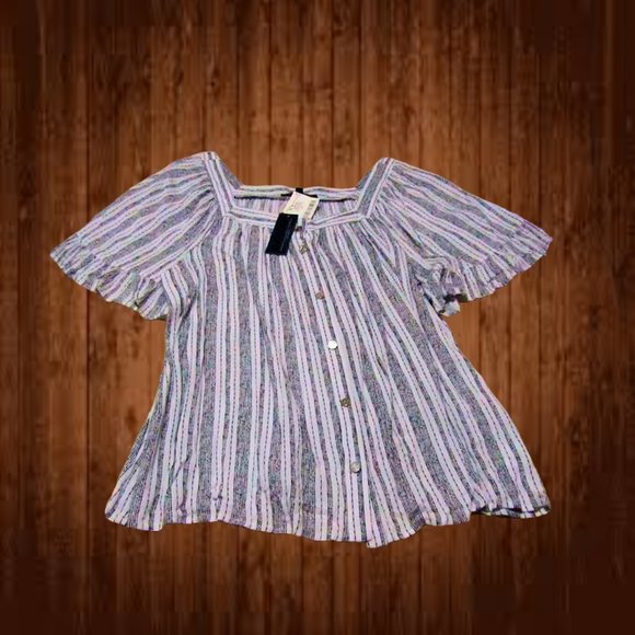 Adrienne Vittadini womens top size XL raglan sleeves white n black stripes nwt - Picture 4 of 15